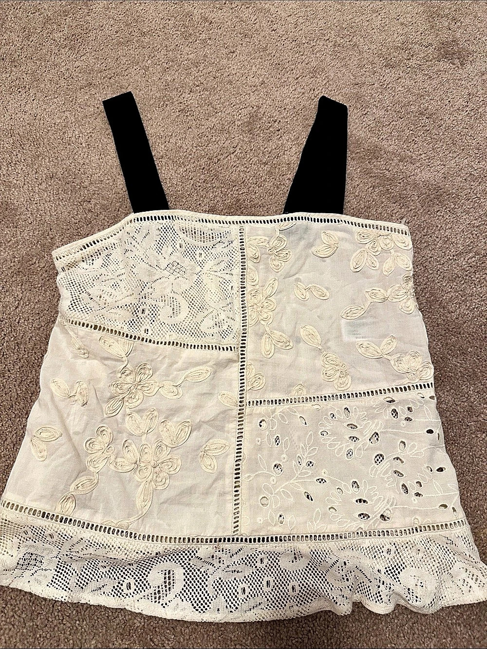 Zara Floral Lace Tank Top White Size Medium